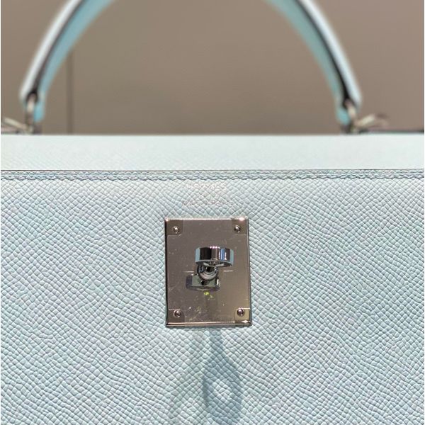 HERM Kelly 28cm Bag In Blue Brume Epsom Leather PHW
