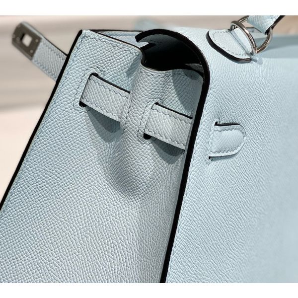 HERM Kelly 28cm Bag In Blue Brume Epsom Leather PHW