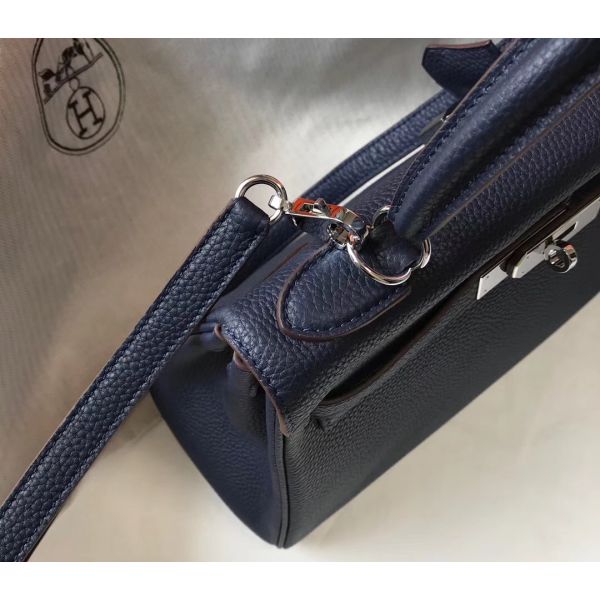 HERM Kelly 32cm Bag In Dark Blue Clemence Leather PHW