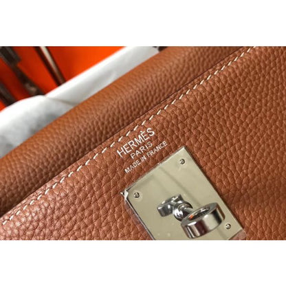 HERM Kelly 32cm Bag In Gold Clemence Leather PHW