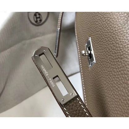 HERM Kelly Depeche 38 Briefcase In Taupe Calfskin
