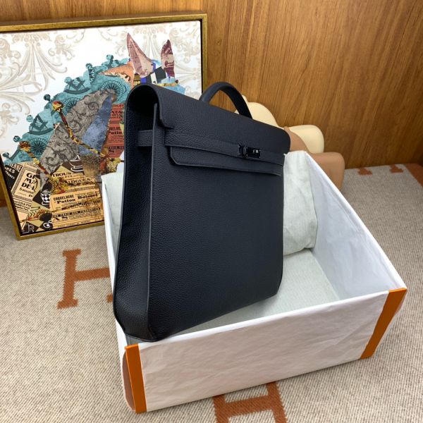 HERM Kelly Depeches 36 Monochrome Briefcase in Clemence Leather