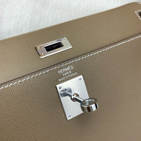 HERM Kelly Elan Handmade Bag In Taupe Epsom Leather