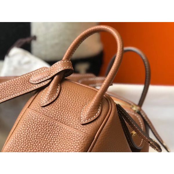 HERM Lindy Mini Bag In Gold Clemence Leather GHW