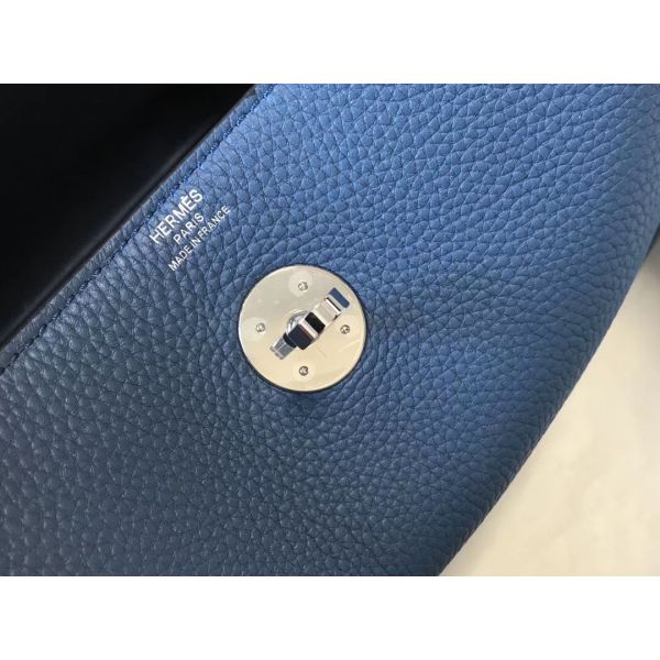 HERM Lindy 26cm Bag In Blue Agate Clemence Leather PHW
