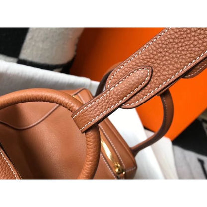 HERM Lindy 26cm Bag In Gold Clemence Leather GHW