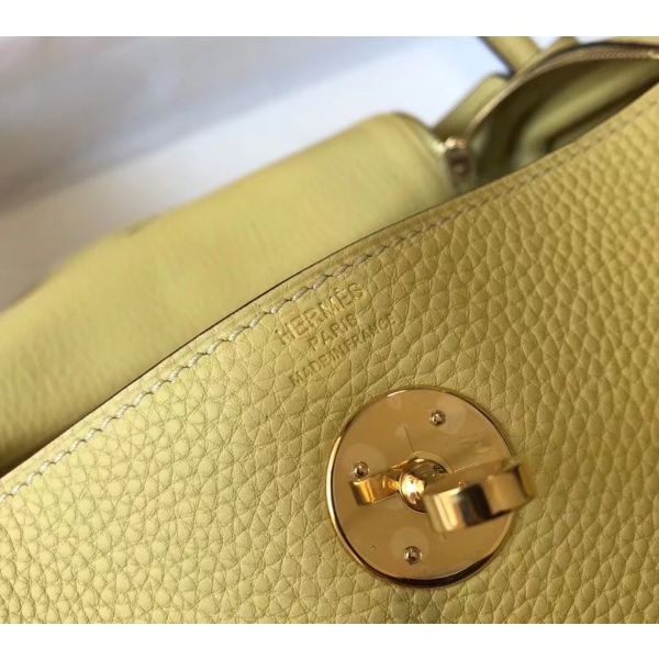 HERM Lindy 26cm Bag In Jaune Poussin Clemence Leather GHW