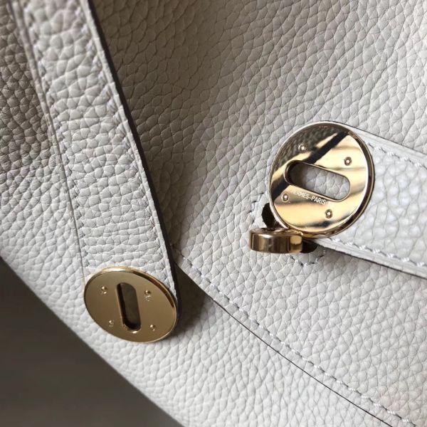 HERM Lindy 30cm Bag In Beton Clemence Leather GHW
