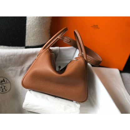 HERM Lindy 30cm Bag In Gold Clemence Leather PHW