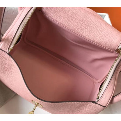 HERM Lindy 30cm Bag In Pink Clemence Leather GHW