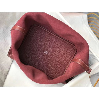 HERM Picotin Lock 18 Bag In Bordeaux Clemence Leather