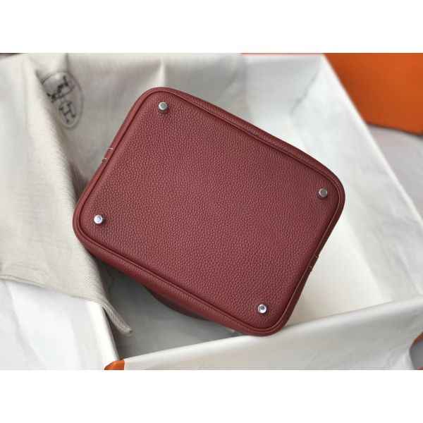 HERM Picotin Lock 18 Bag In Bordeaux Clemence Leather