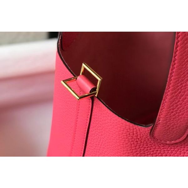 HERM Picotin Lock 18 Bag In Rose Lipstick Clemence Leather