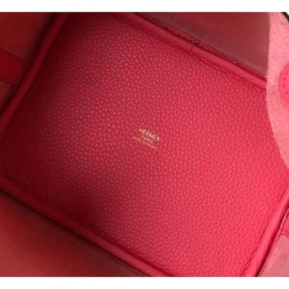 HERM Picotin Lock 18 Bag In Rose Lipstick Clemence Leather
