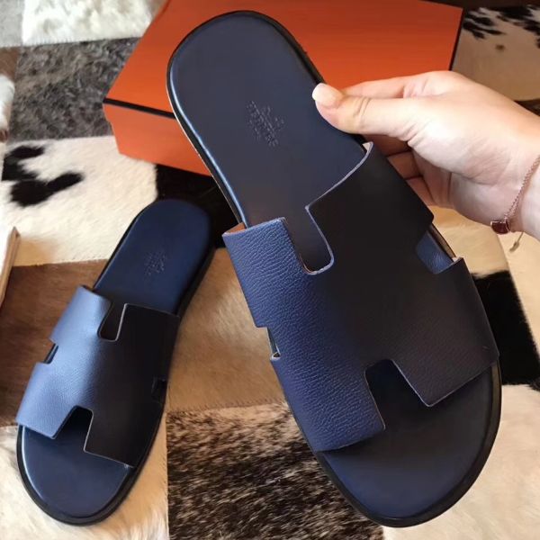 HERM Izmir Sandals In Sapphire Epsom Leather
