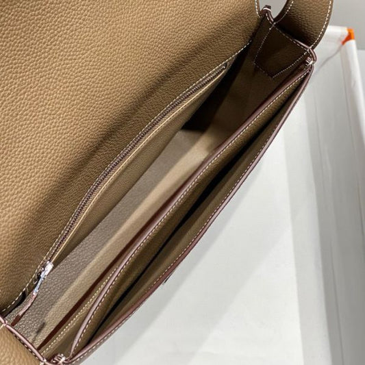 HERM Steve Light Junior Messenger Bag in Taupe Clemence Leather