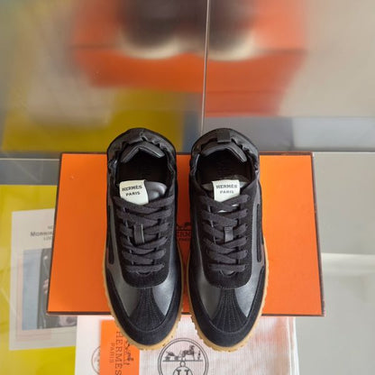 HERM Men's Jet Sneakers in Black Nappa Leather