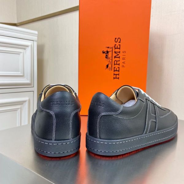 HERM Boomerang Sneakers In Black Epsom Leather