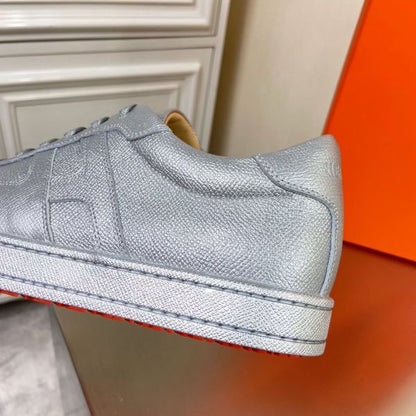 HERM Boomerang Sneakers In Silver Epsom Leather
