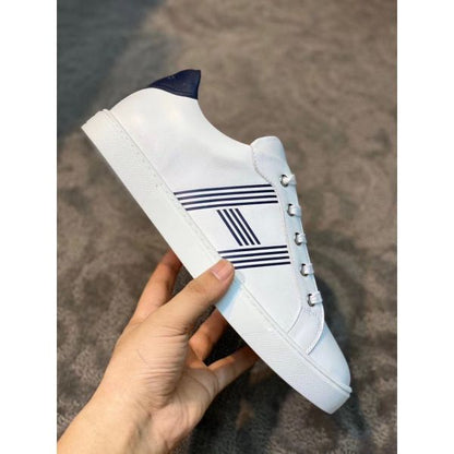 HERM Men's Avantage Sneakers In White/Blue Calfskin