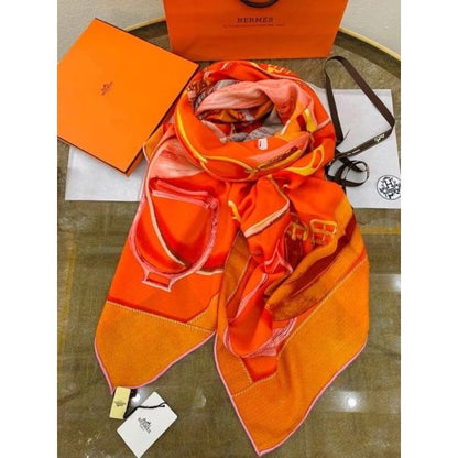 HERM Orange Projets Carres Shawl 140