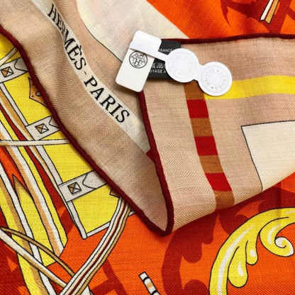 HERM Orange Voitures en Equilibre Shawl 140