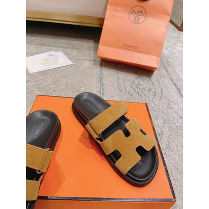 HERM Women's Chypre Sandals In Brown Suede Calfskin
