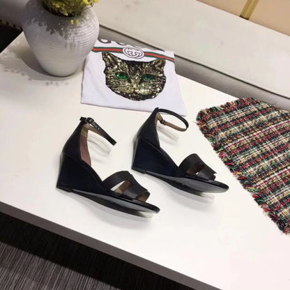 HERM Legend Wedge Sandal In Black Calfskin