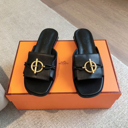 HERM Women's Isle Sandals in Black Leather