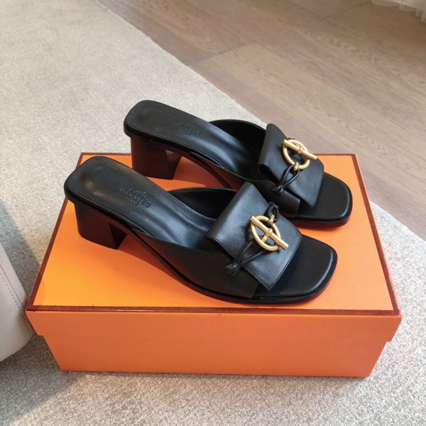 HERM Women's Ilot 50 Sandals in Black Leather