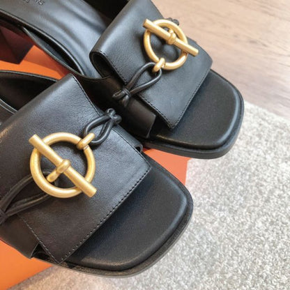 HERM Women's Ilot 50 Sandals in Black Leather