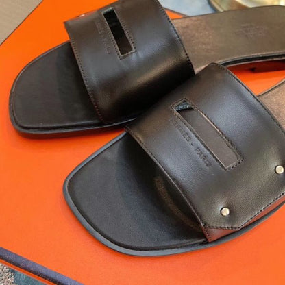 HERM View Sandals In Black Calfskin leather