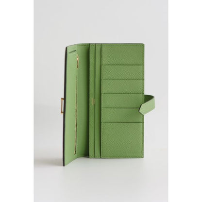 HERM Bearn Long Handmade Wallet in Vert Criquet Epsom Calfskin