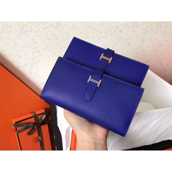 HERM Blue Electric Epsom Bearn Gusset Wallet