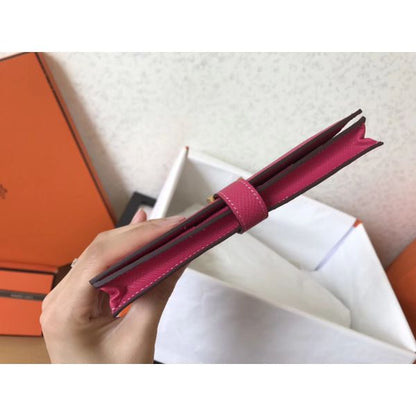 HERM Peach Epsom Bearn Gusset Wallet