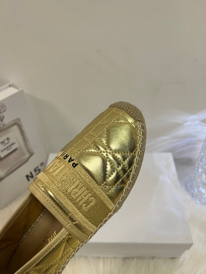 GRANVILLE ESPADRILLE GOLD QUILTED CANNAGE CALFSKIN