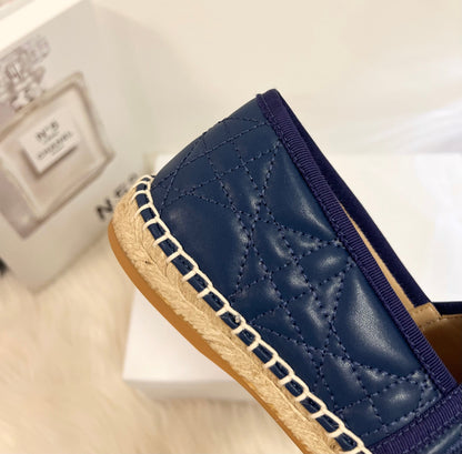 GRANVILLE ESPADRILLE NAVY BLUE QUILTED CANNAGE CALFSKIN