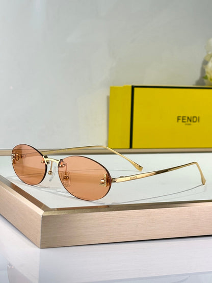 FIRST CRYSTAL RIMLESS OVAL FRAME SUNGLASSES FE4075US IN METAL