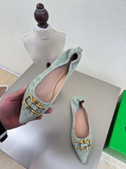 BALLET FLAT IN LIGHT BLUE SUEDE