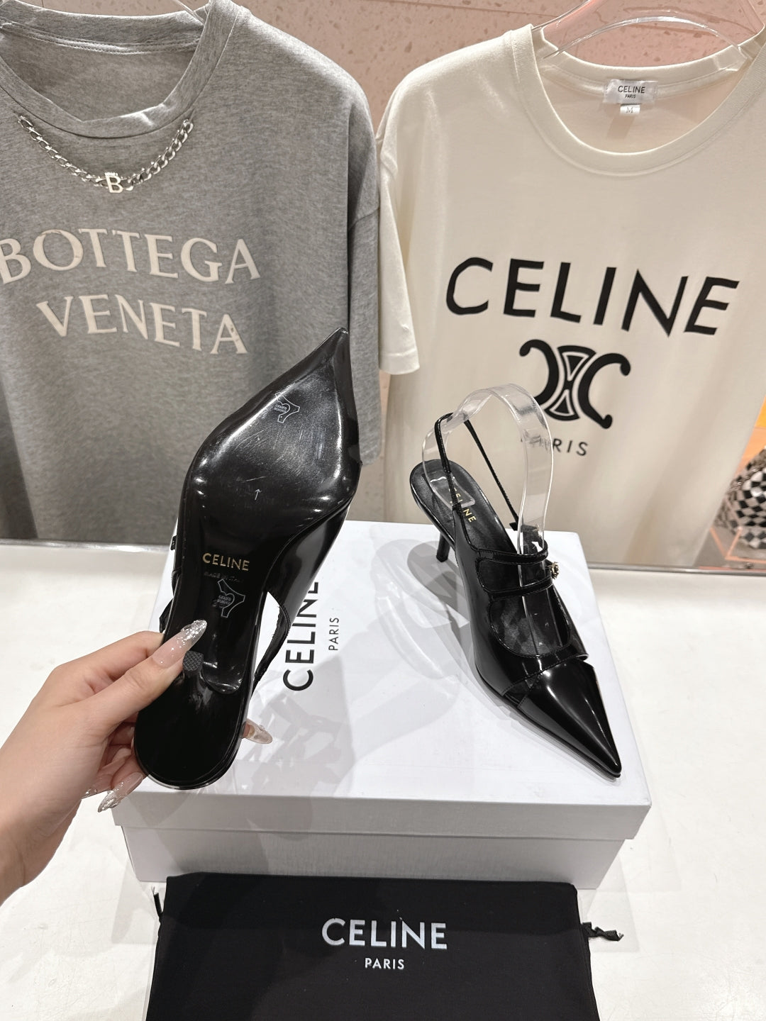 JUDY DOUBLE STRAP MARY JANE SLINGBACK 65MM IN BLACK SMOOTH AND PATENT CALFSKIN