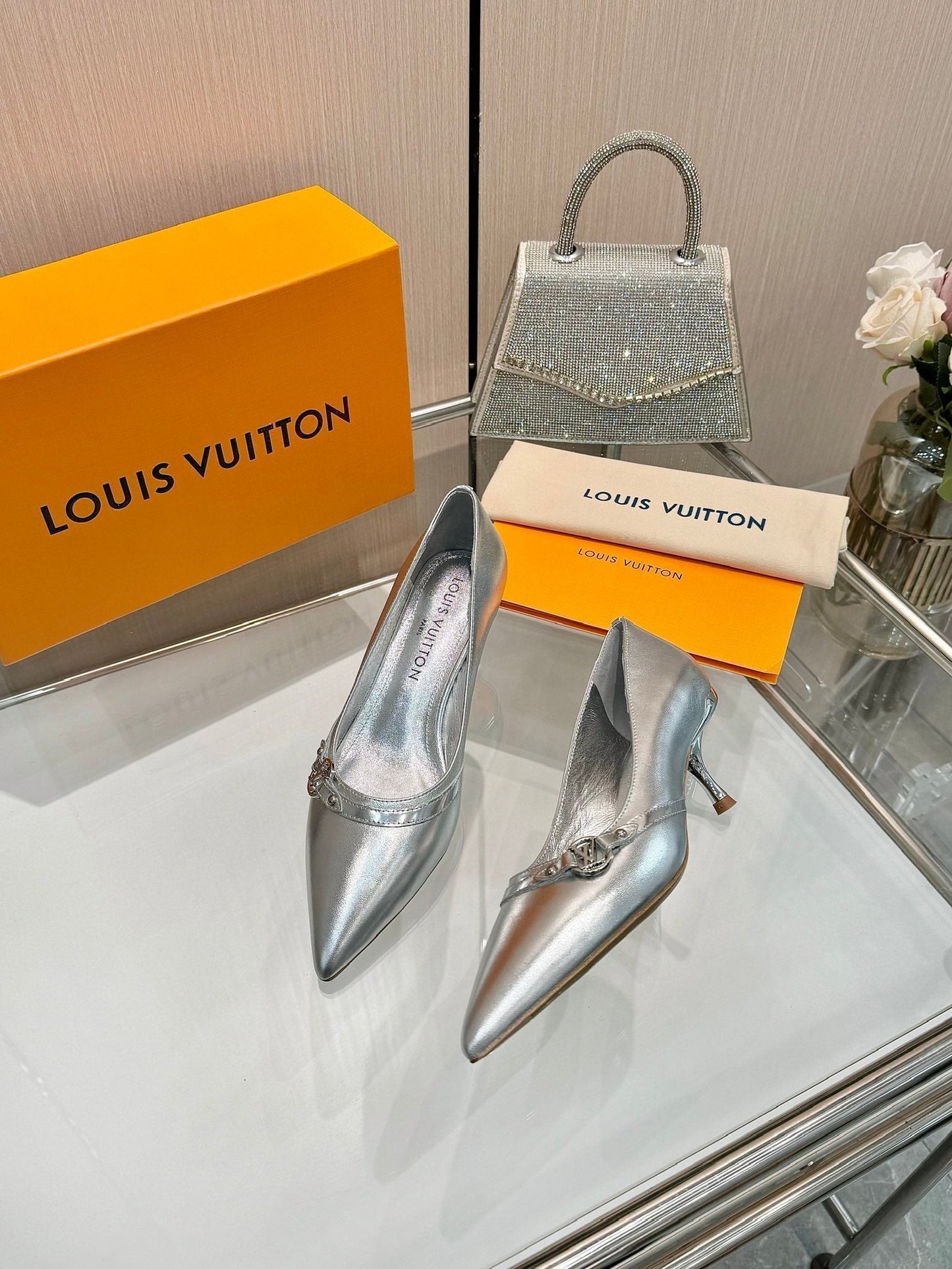 6AM HIGH HEELS 55 MM IN SILVER LAMBSKIN