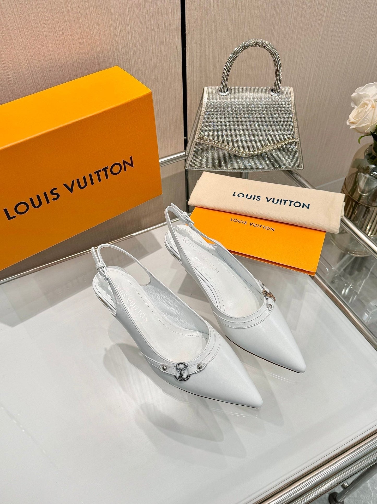 6AM SLINGBACK HIGH HEELS 55 MM IN WHITE LAMBSKIN