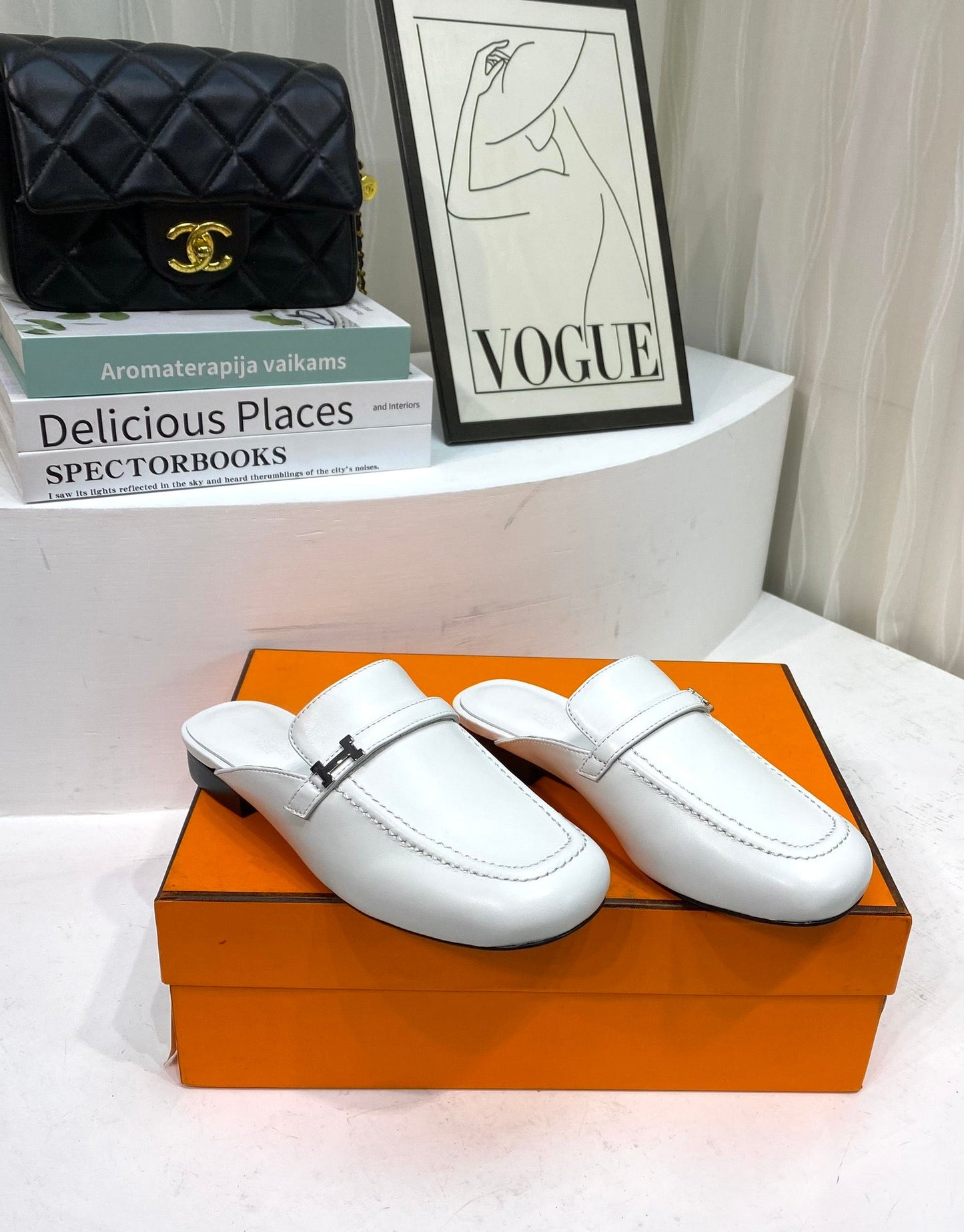 IENA MULE WHITE CALFSKIN