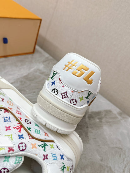TRAINER SNEAKER IN WHITE MIX COLORFUL CALFSKIN