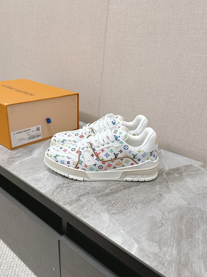 TRAINER SNEAKER IN WHITE MIX COLORFUL CALFSKIN