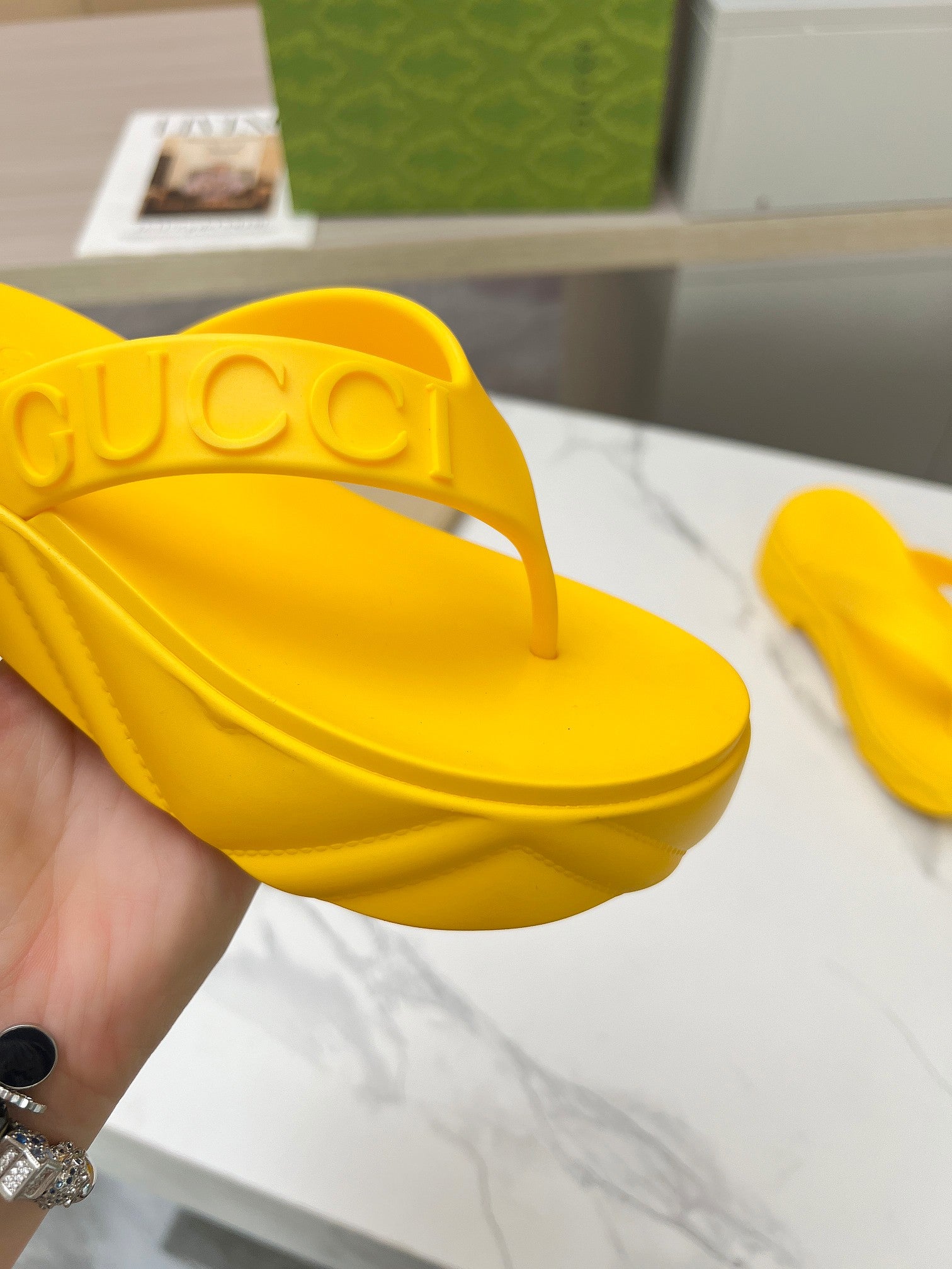 THONG PLATFORM IN BRIGHT YELLOW IMPORTED TPU