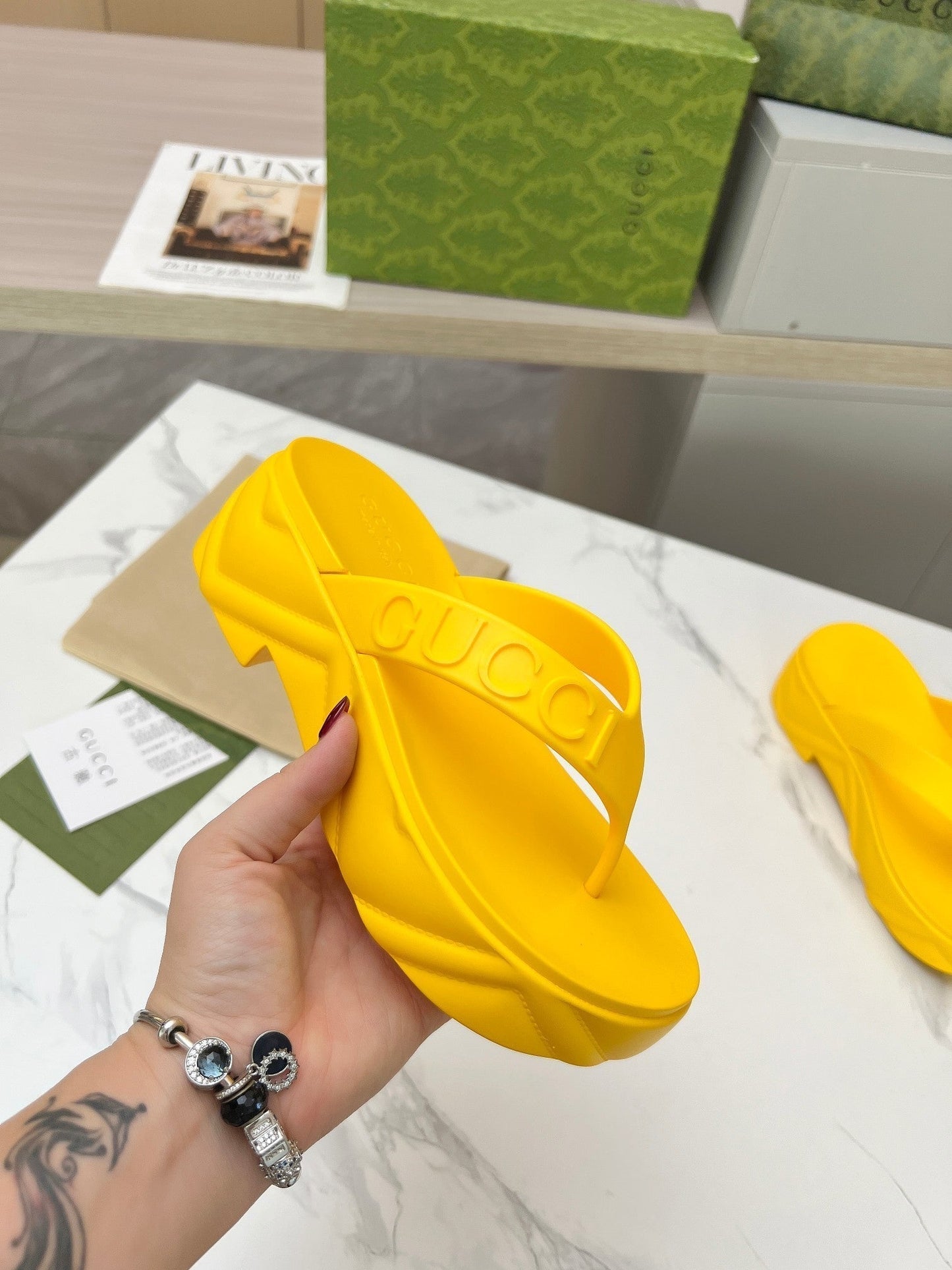 THONG PLATFORM IN BRIGHT YELLOW IMPORTED TPU