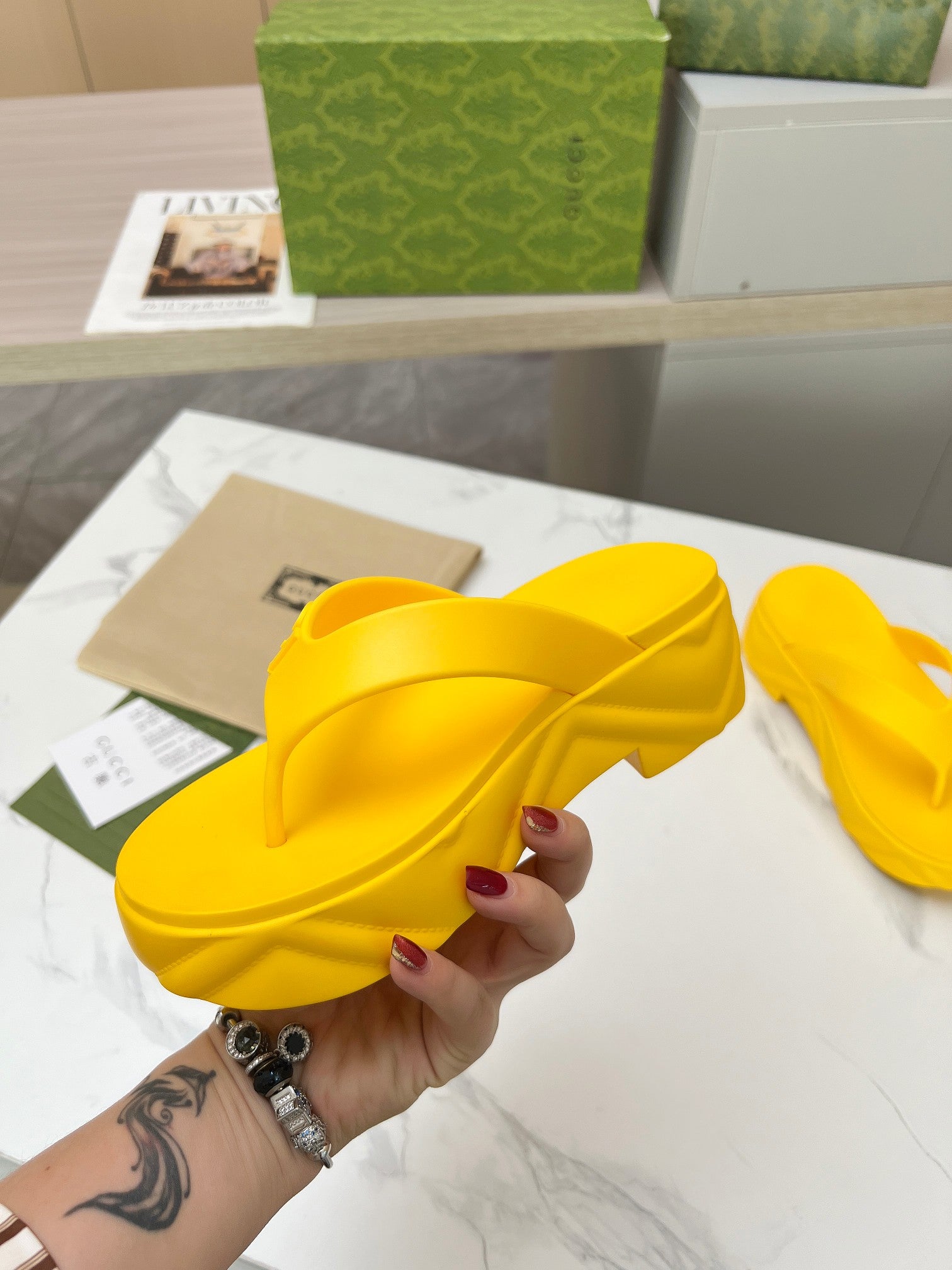 THONG PLATFORM IN BRIGHT YELLOW IMPORTED TPU