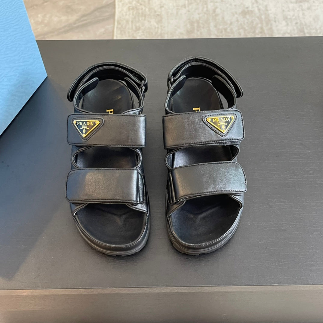 PRA FLAT NAPPA SANDALS BLACK LAMBSKIN