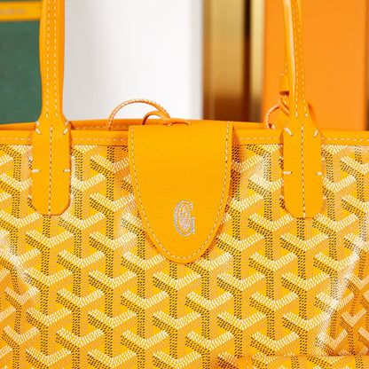 ANJOU MINI BAG 20 IN YELLOW GOYARDINE CANVAS AND CALFSKIN